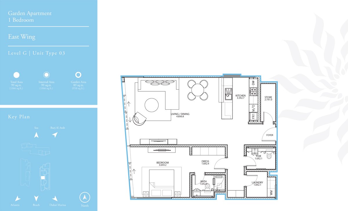 1 Bedroom floor plan