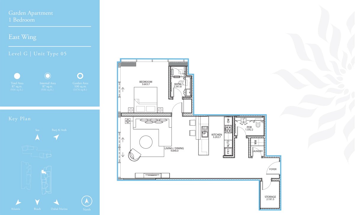 1 Bedroom floor plan