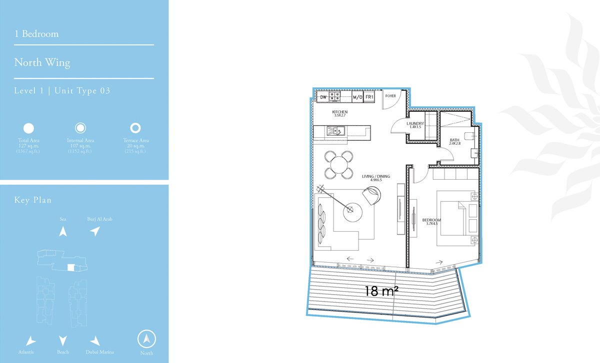 1 Bedroom floor plan