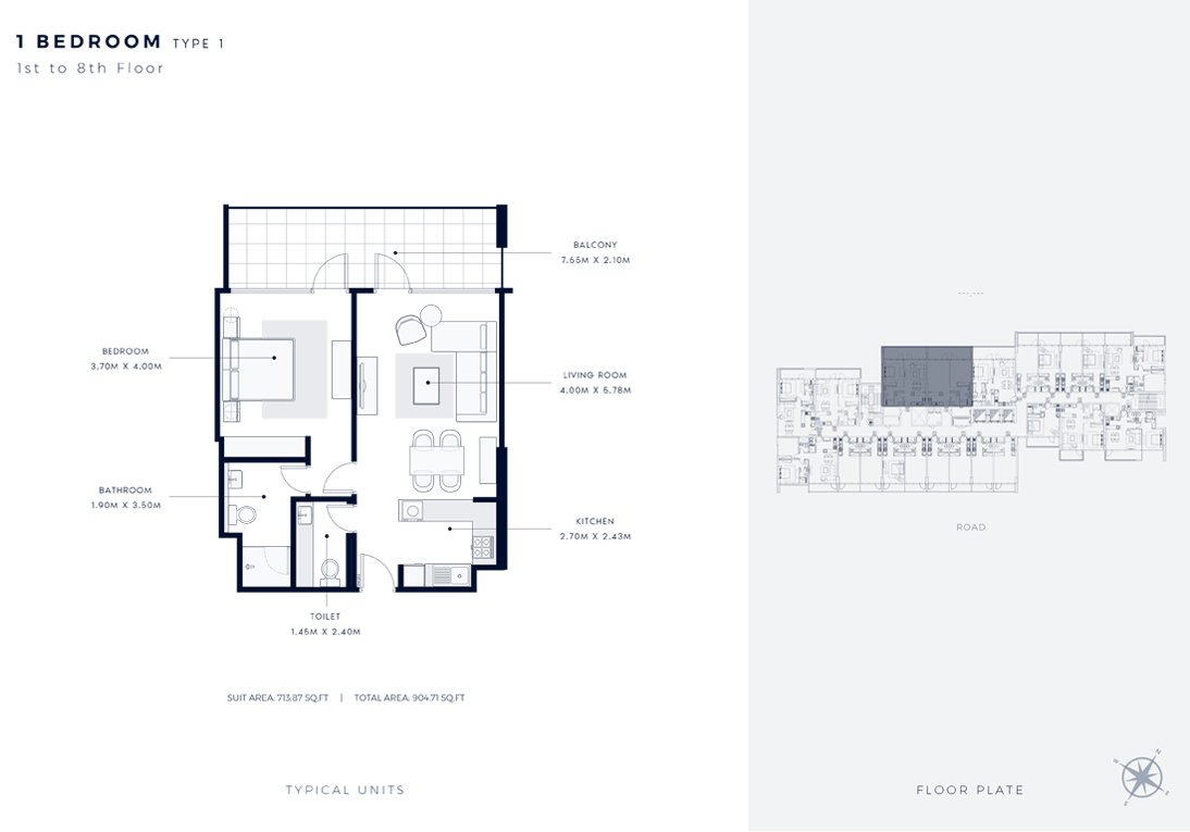1 Bedroom floor plan
