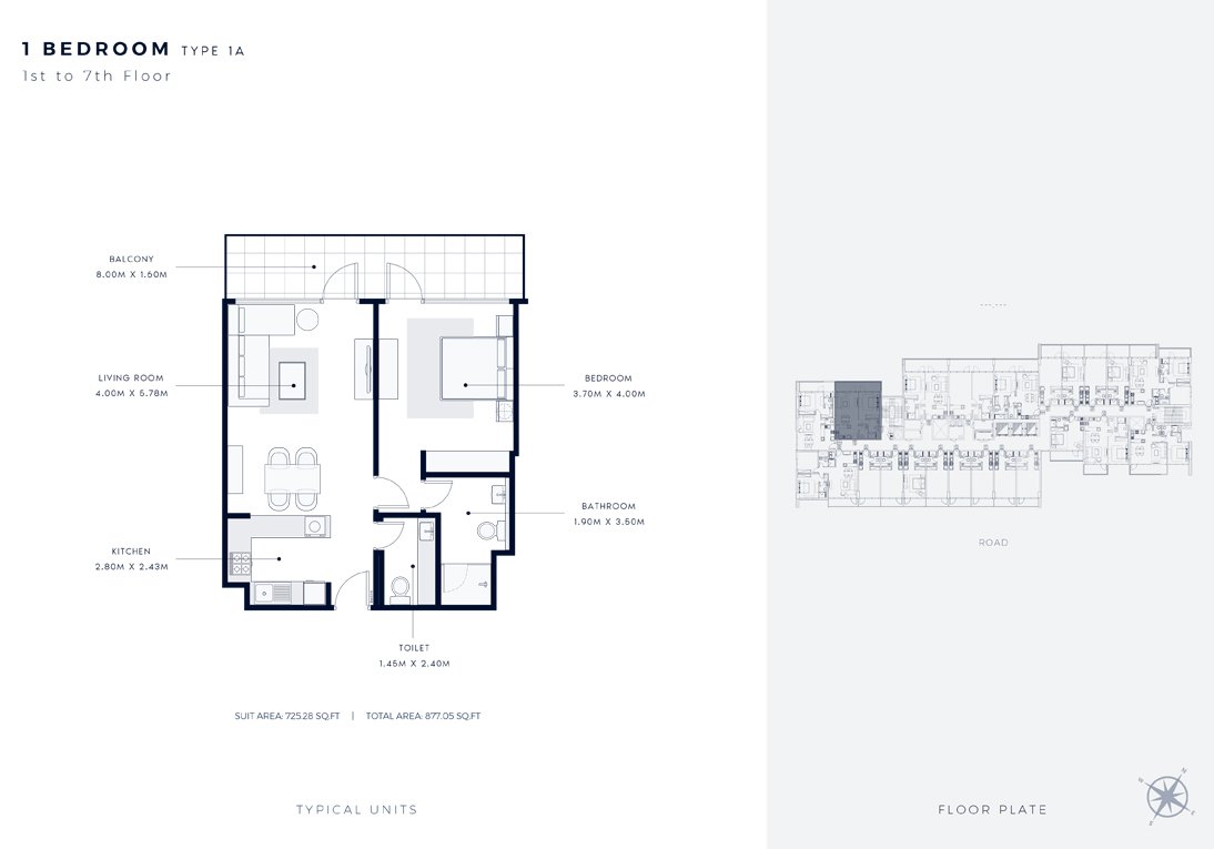 1 Bedroom floor plan