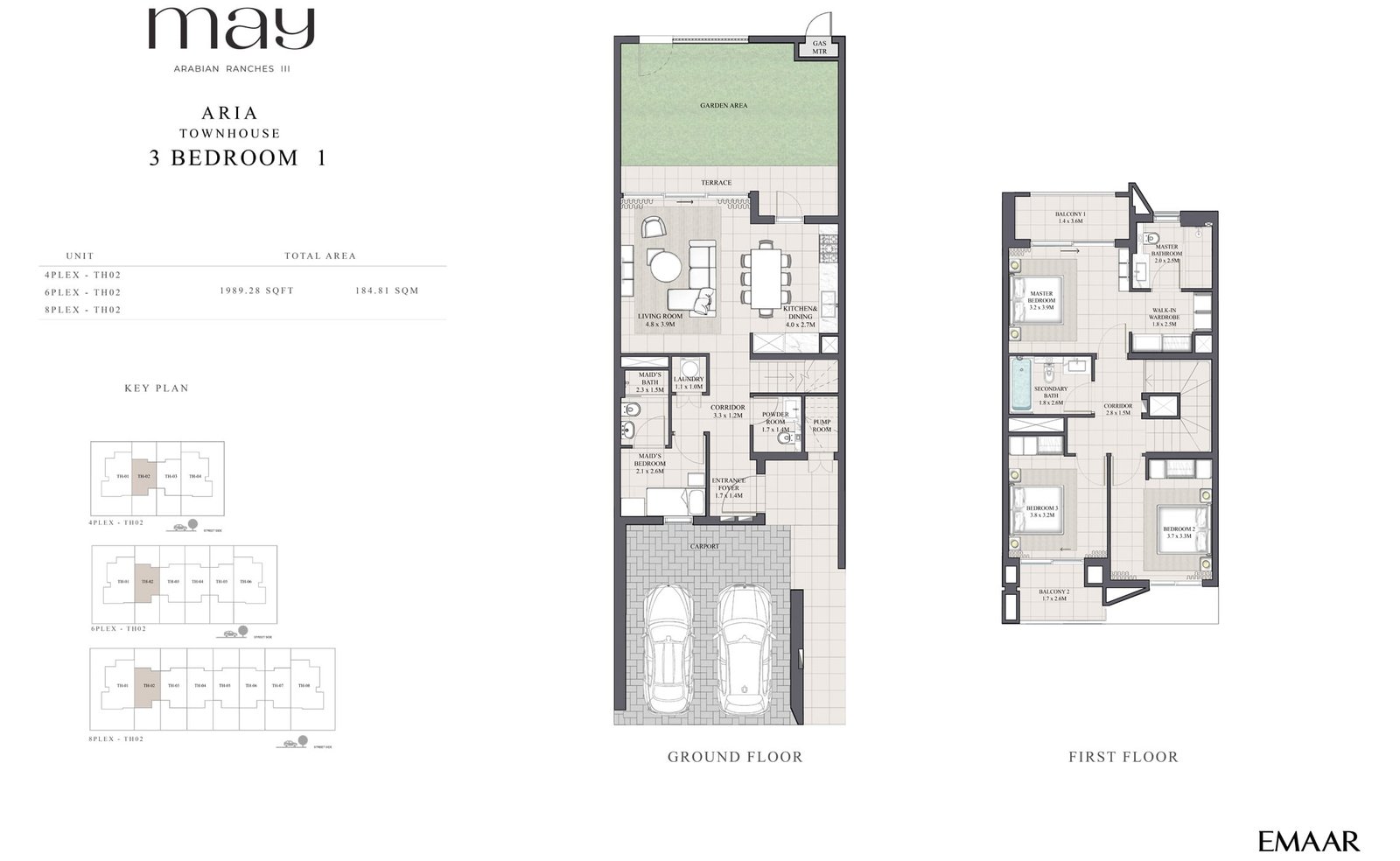 3 Bedrooms + Maid floor plan