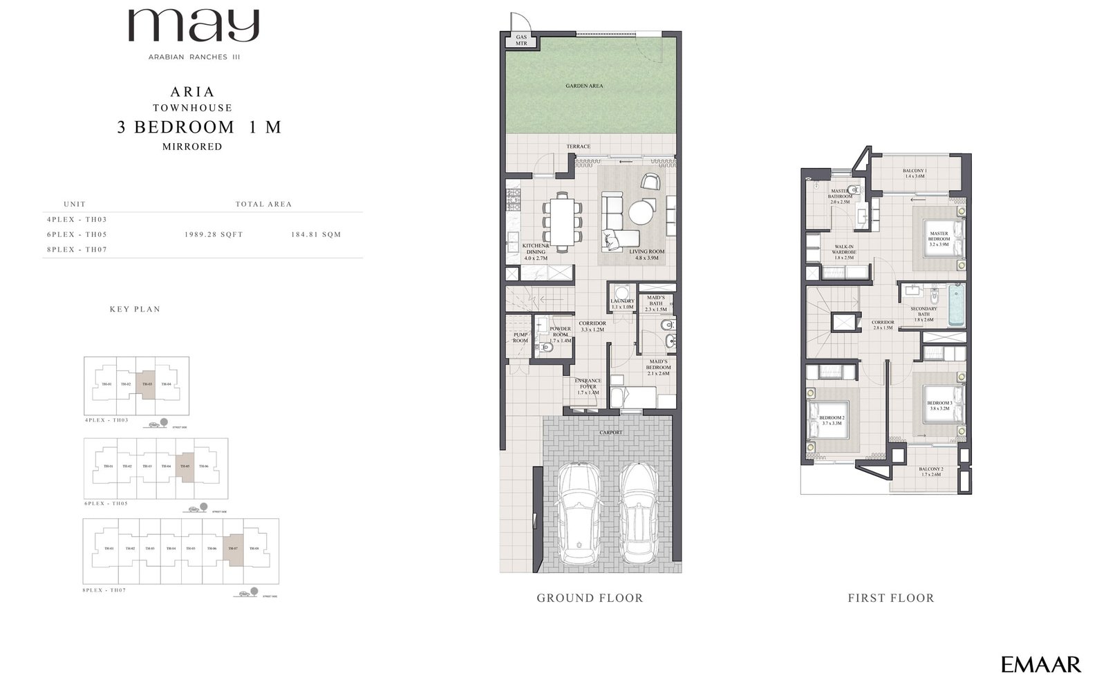 3 Bedrooms + Maid floor plan
