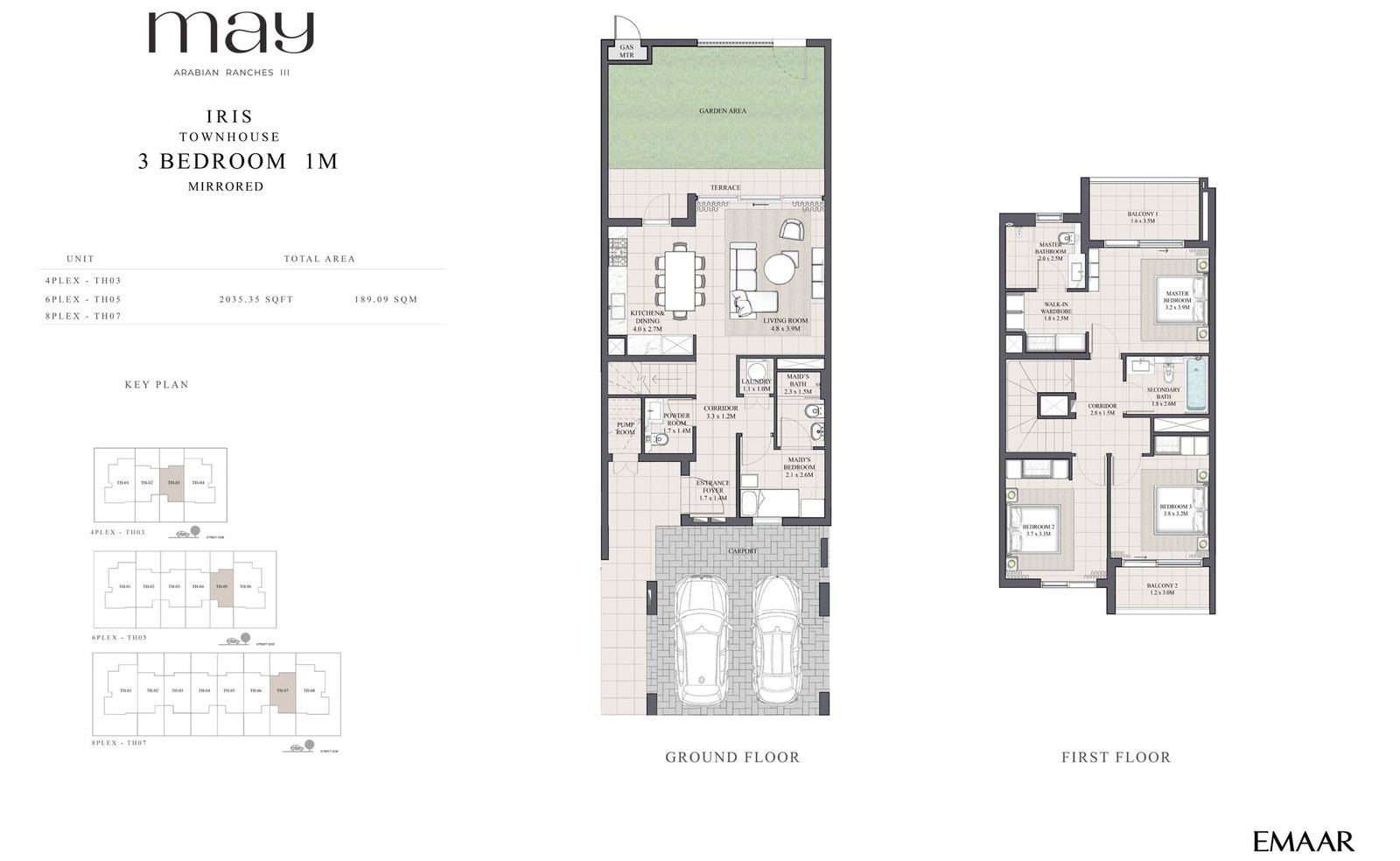 3 Bedrooms + Maid floor plan