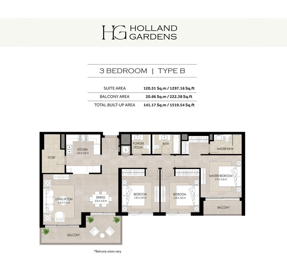 3 Bedroom floor plan