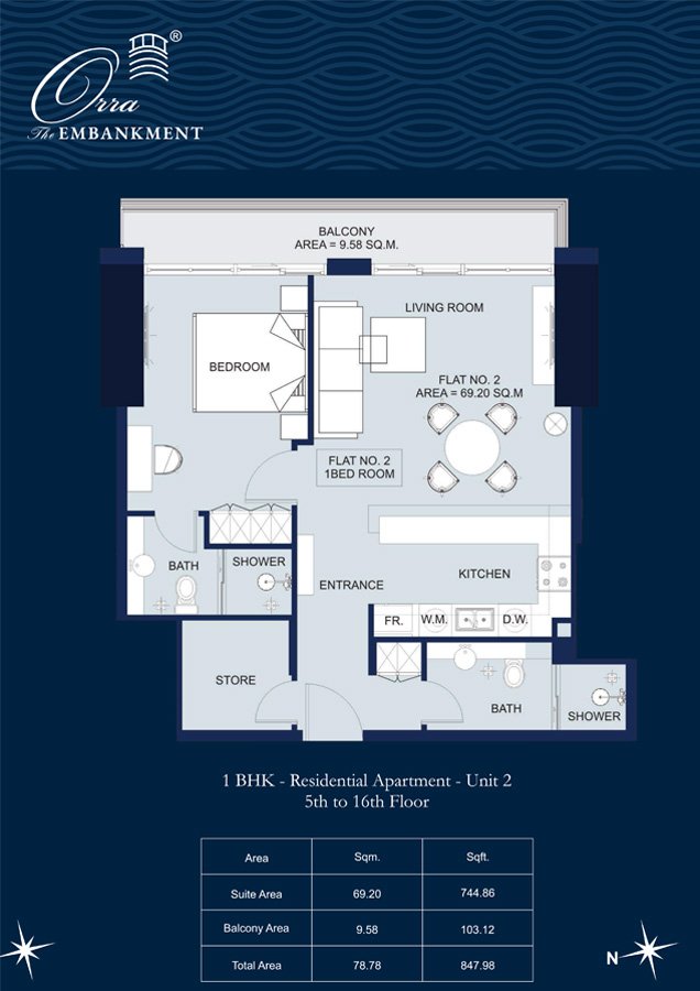 1 Bedroom floor plan