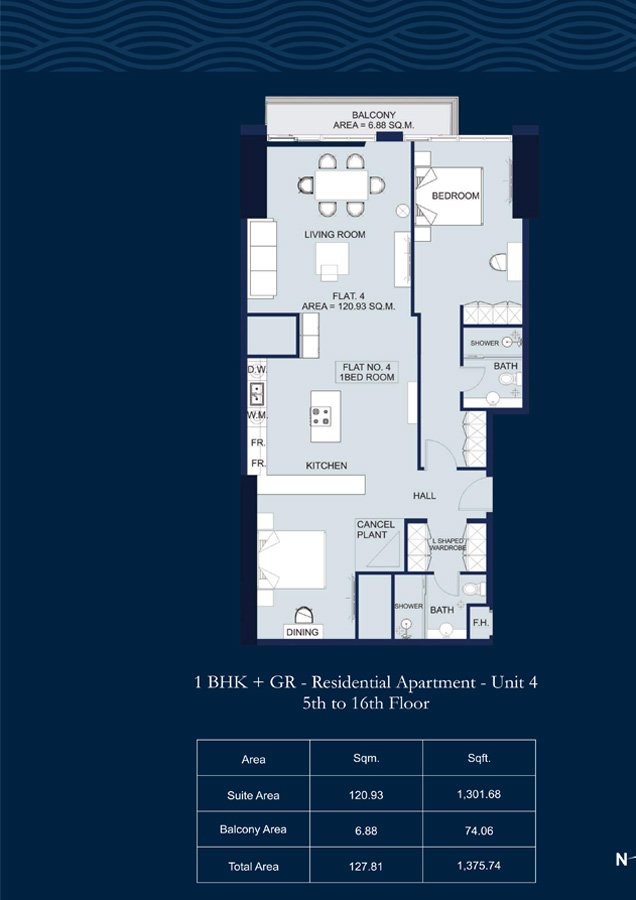 1 Bedroom floor plan