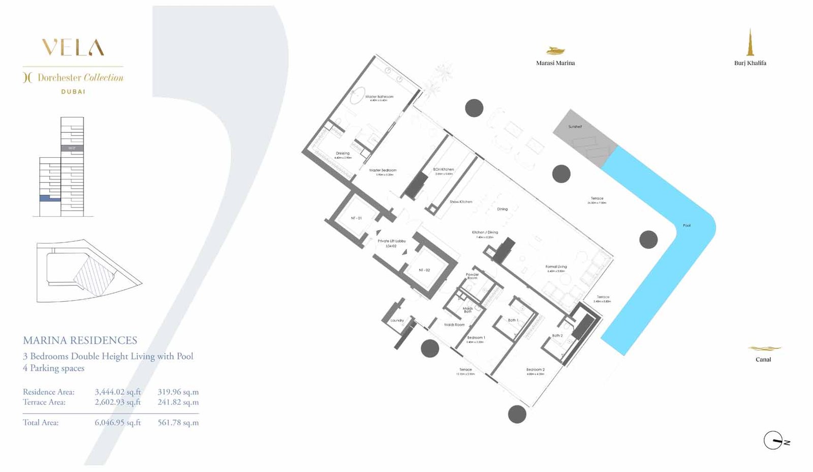 3 Bedrooms + Maid floor plan