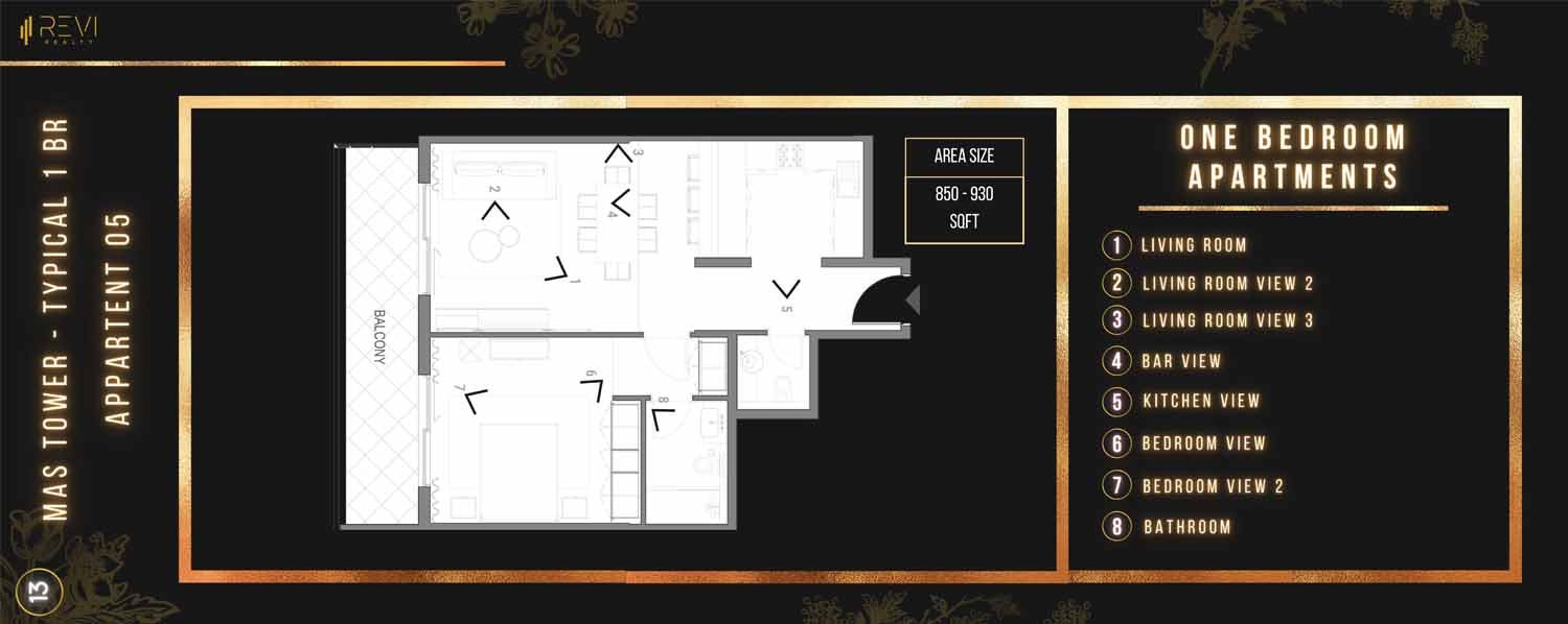 1 Bedroom floor plan