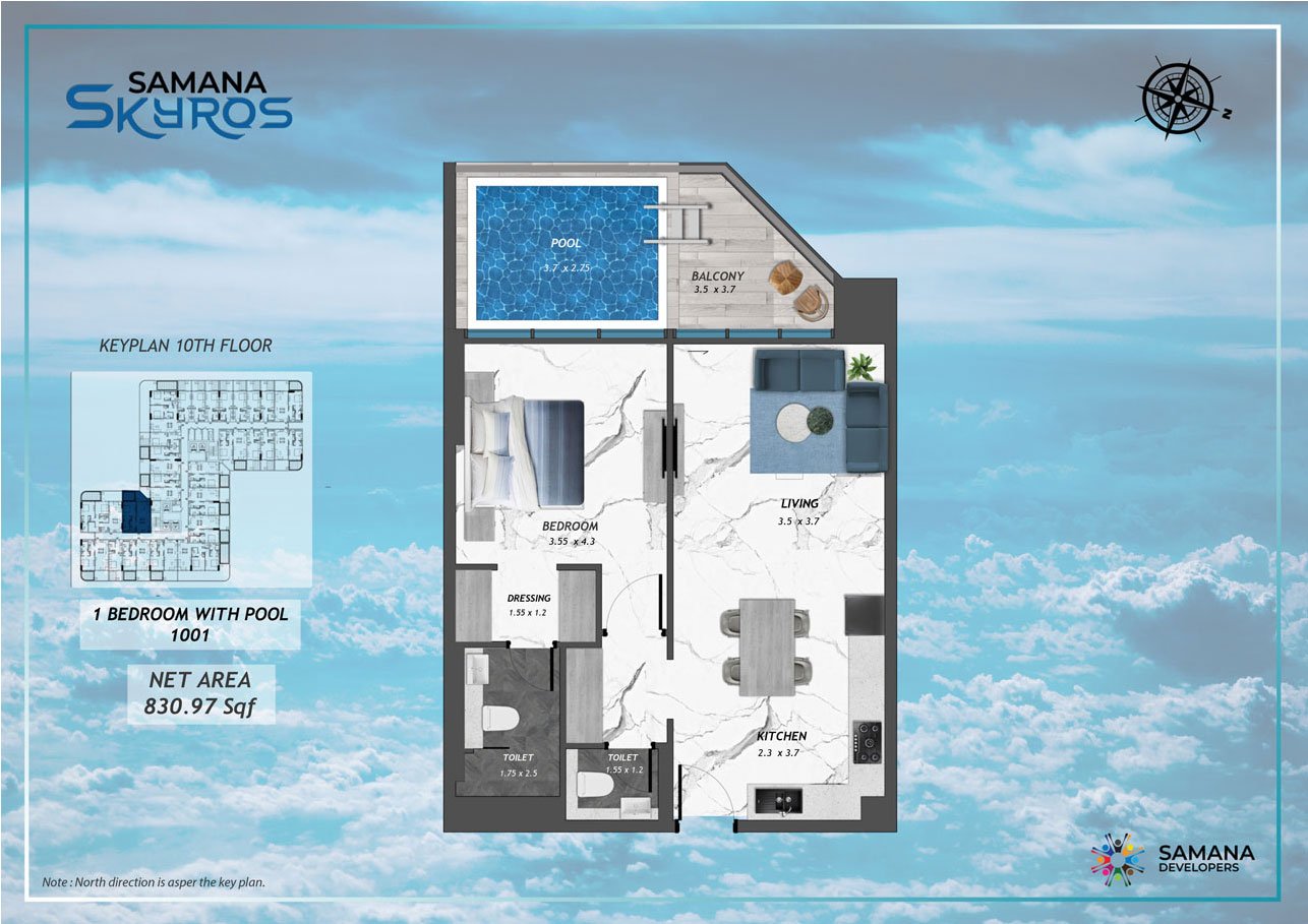 1 Bedroom floor plan