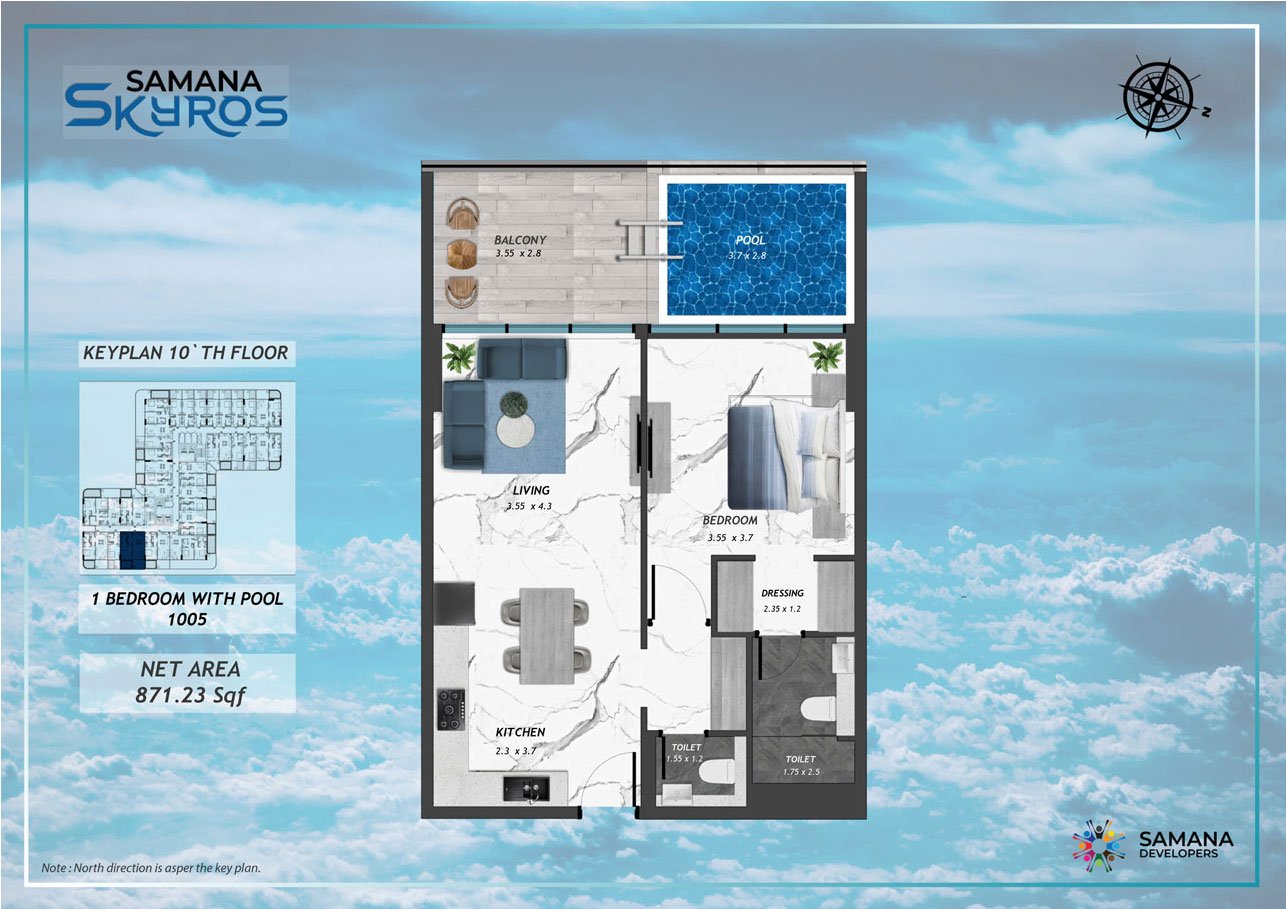 1 Bedroom floor plan