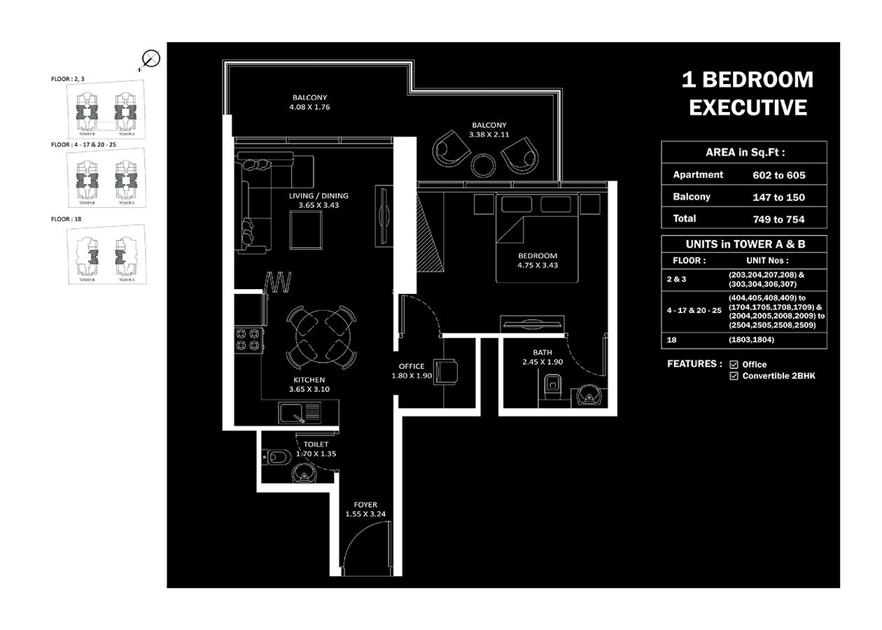 1 Bedroom floor plan