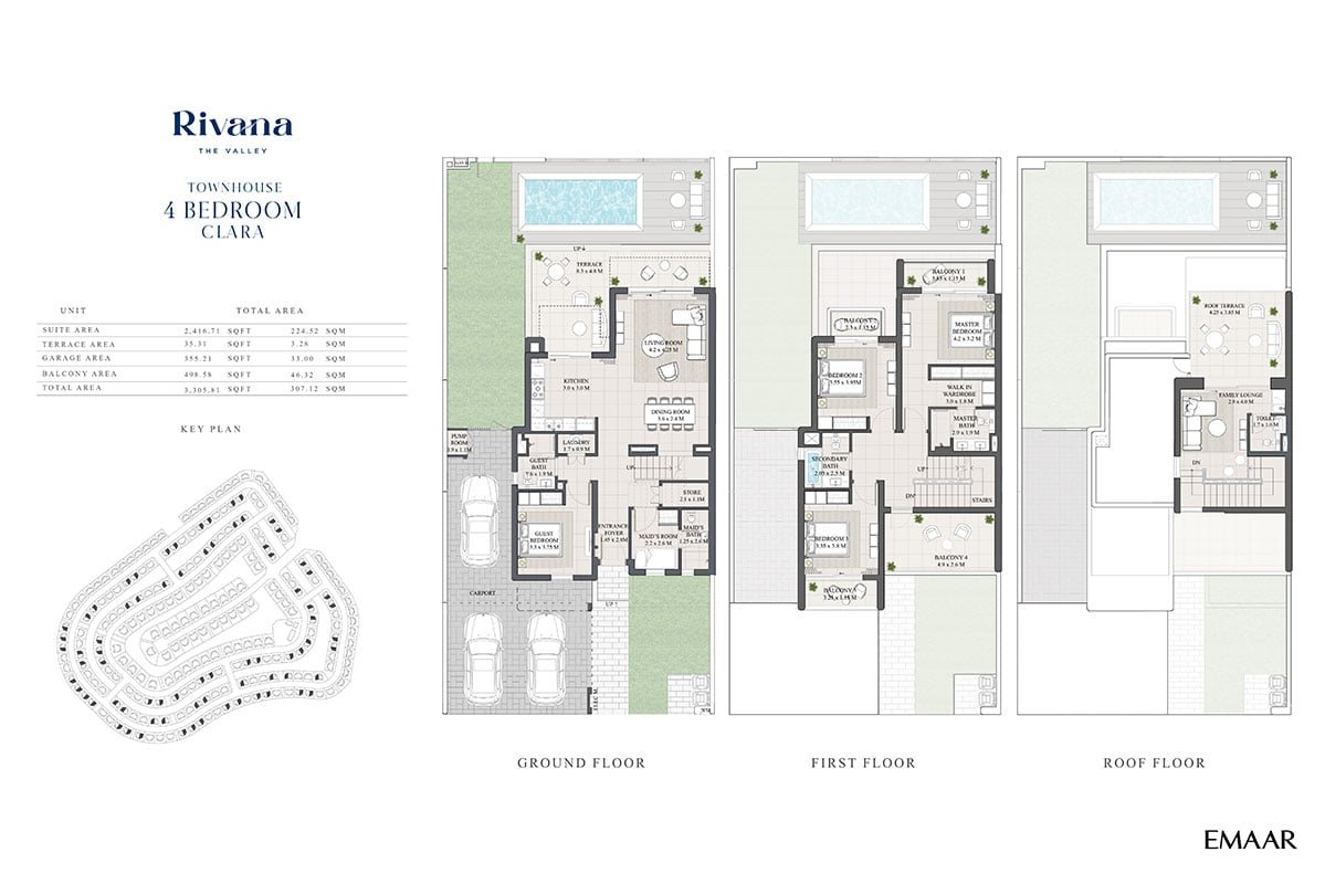4 Bedrooms + Maid floor plan