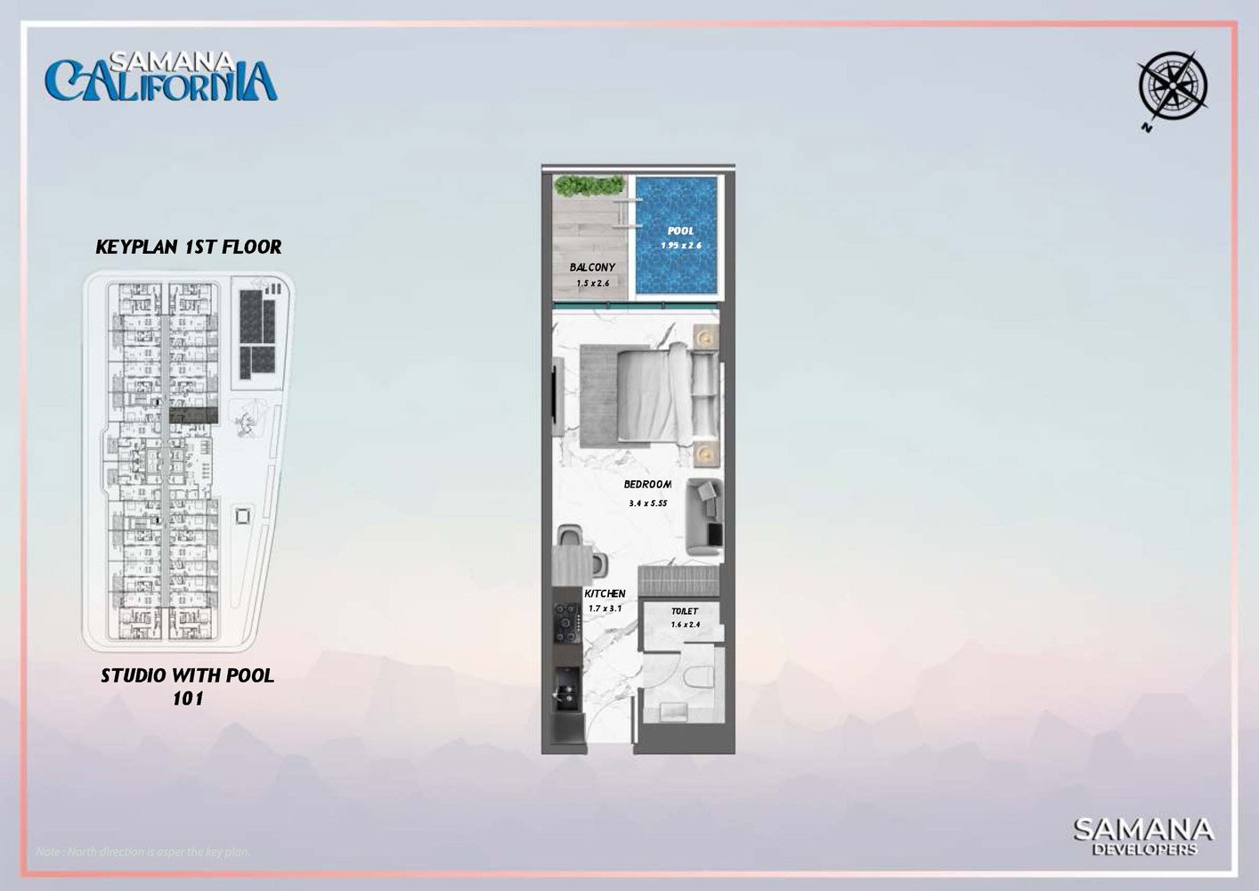 Studio + Pool floor plan