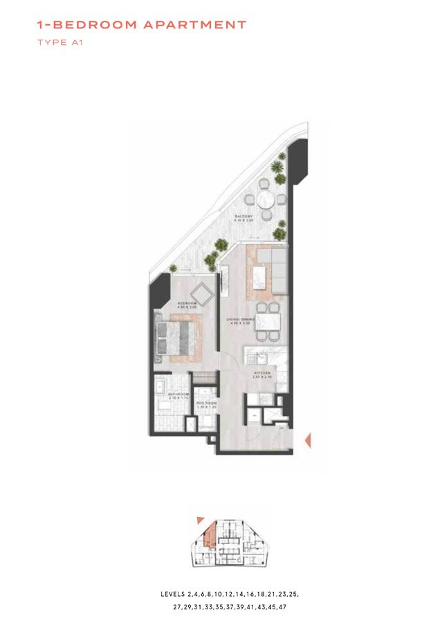 1 Bedroom floor plan