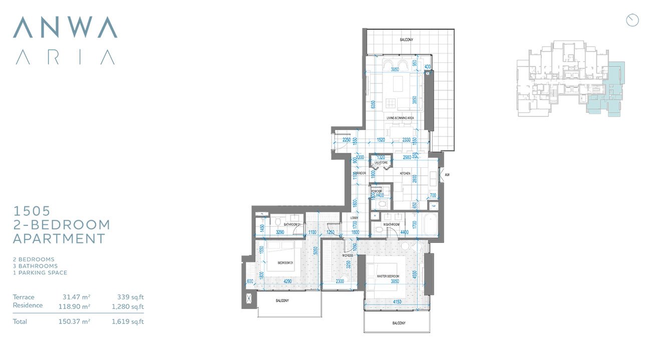2 Bedroom floor plan