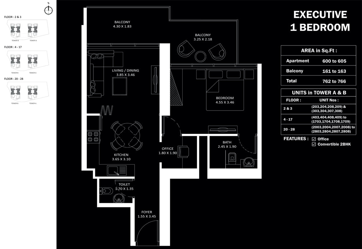Danube Elitz 3 1 Bedroom 1 Bedroom, Executive floor plan