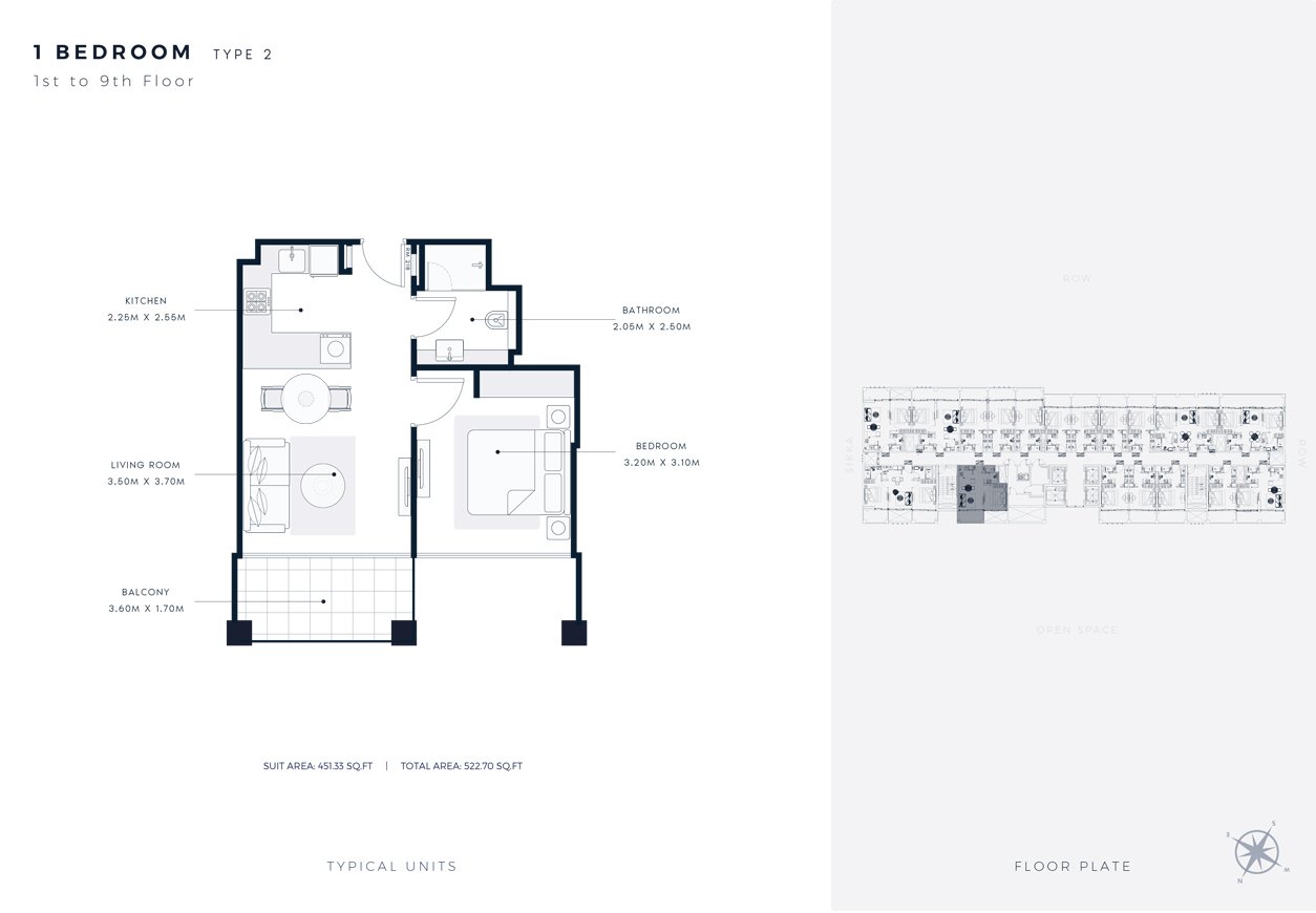 1 Bedroom floor plan