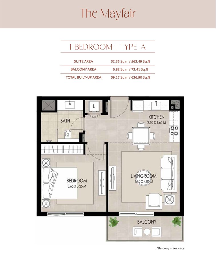 1 Bedroom floor plan