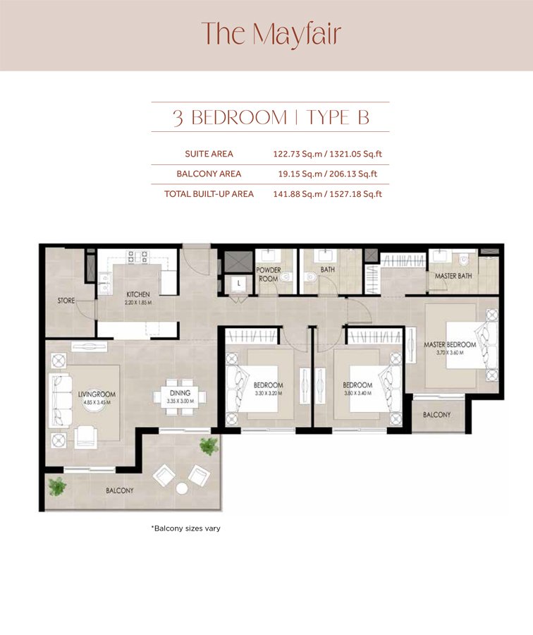 3 Bedroom floor plan