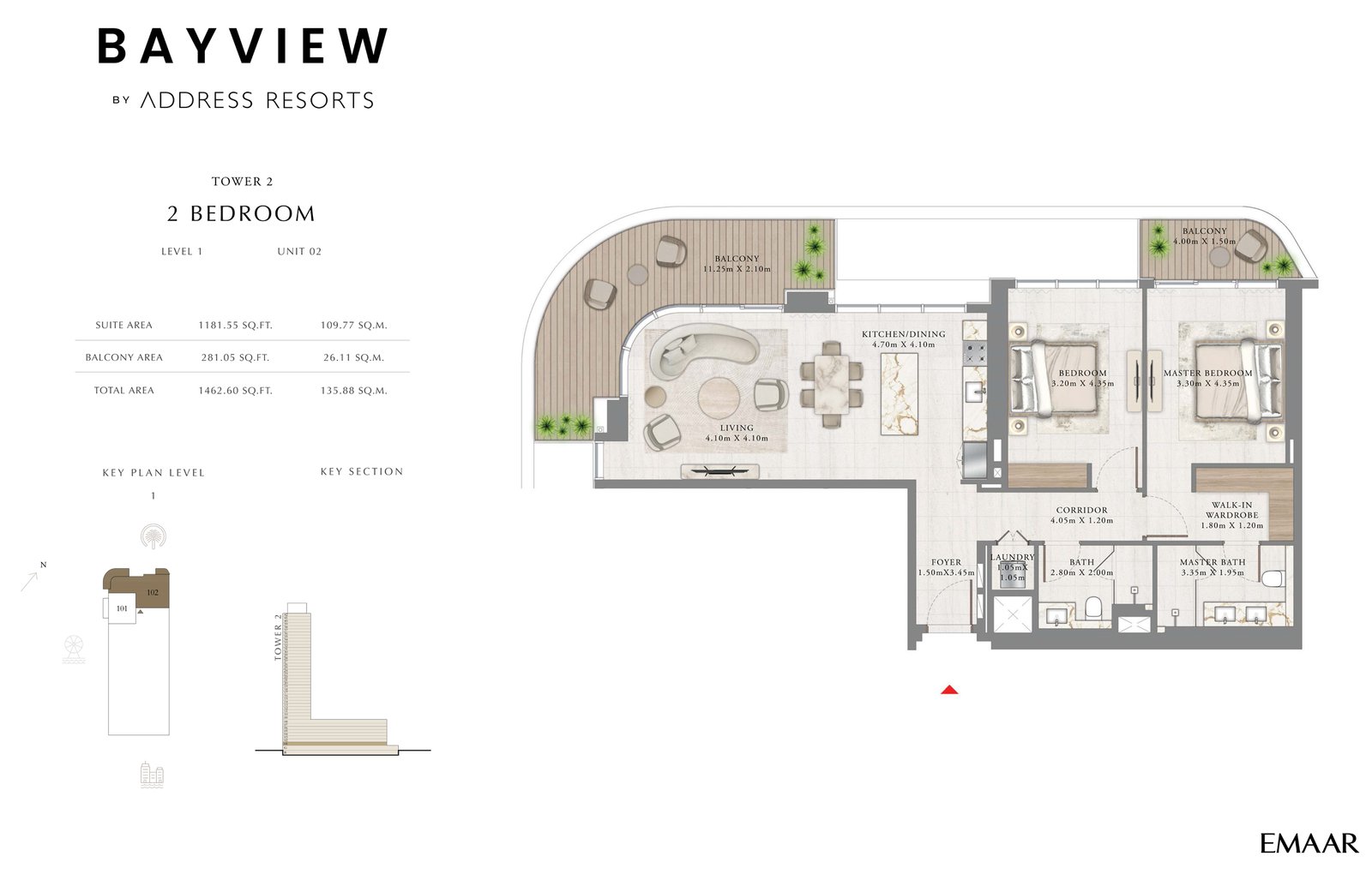 2 Bedrooms floor plan