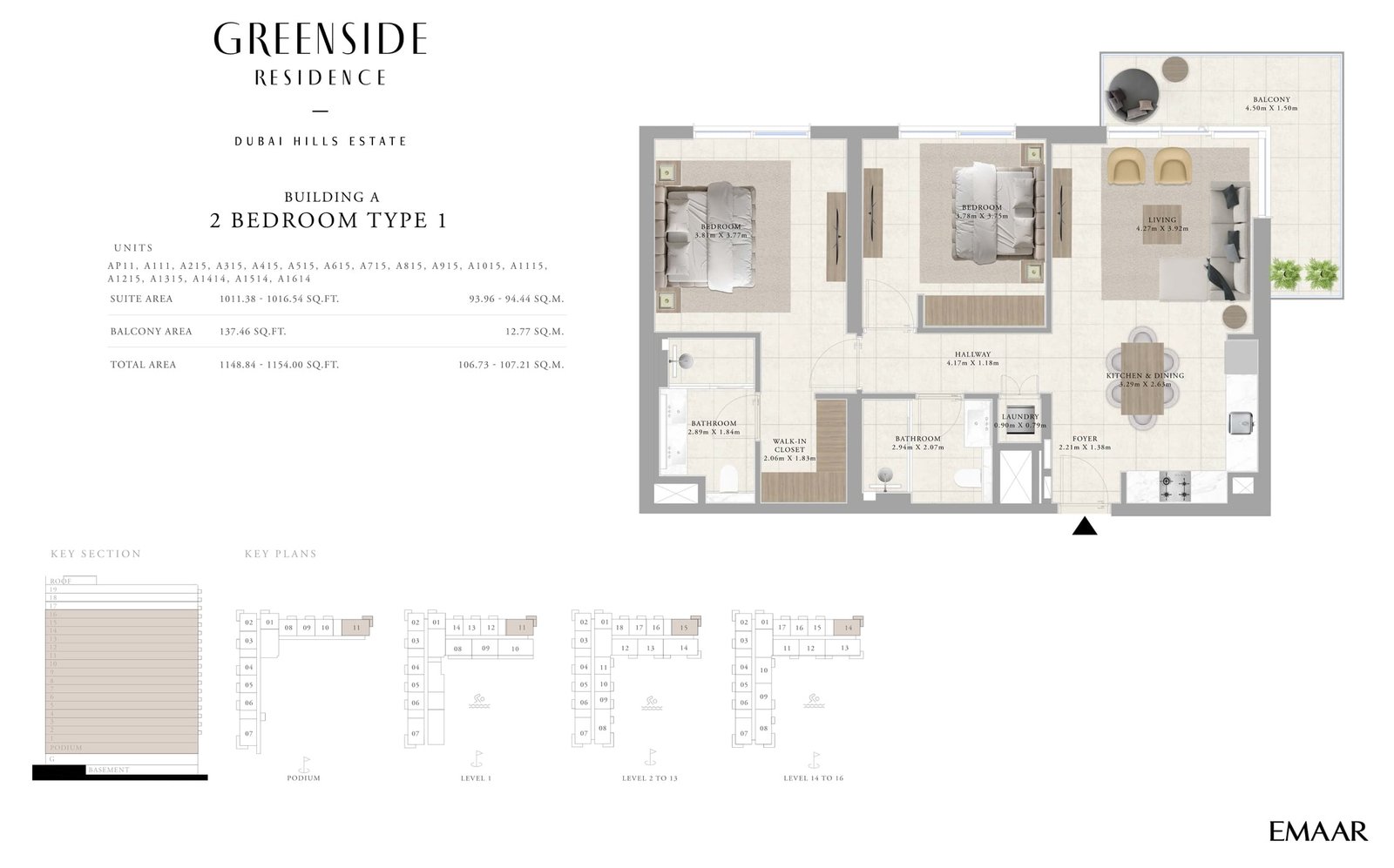 2 Bedrooms floor plan