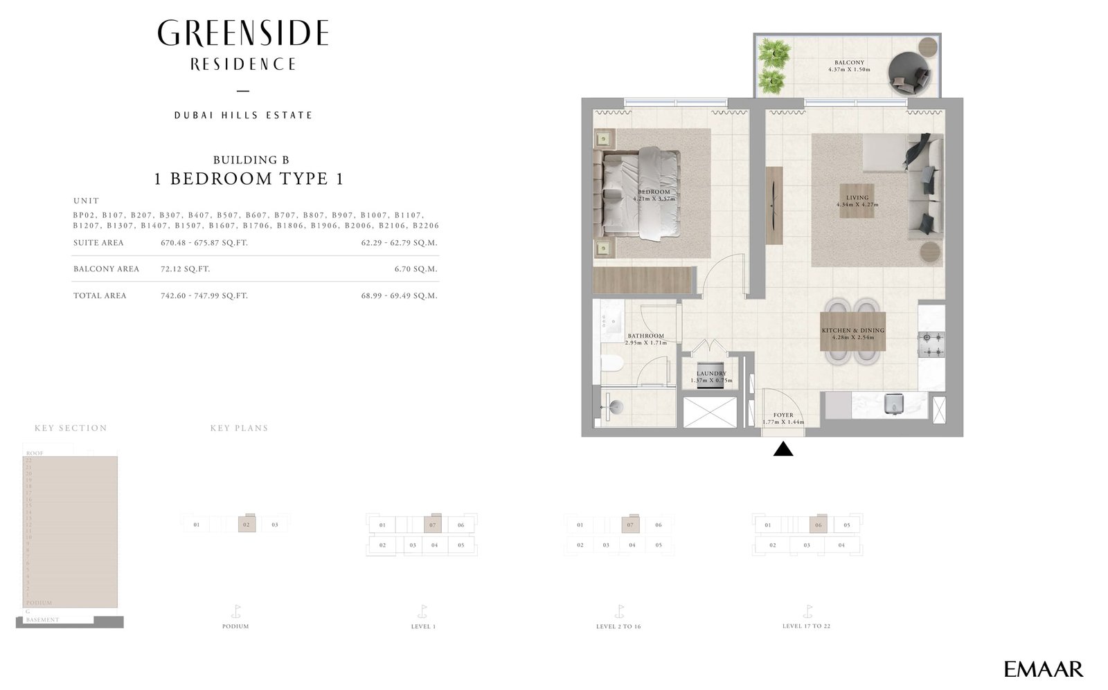 1 Bedroom floor plan