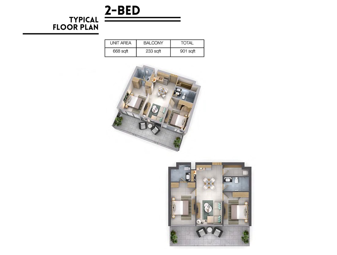 2 Bedrooms floor plan