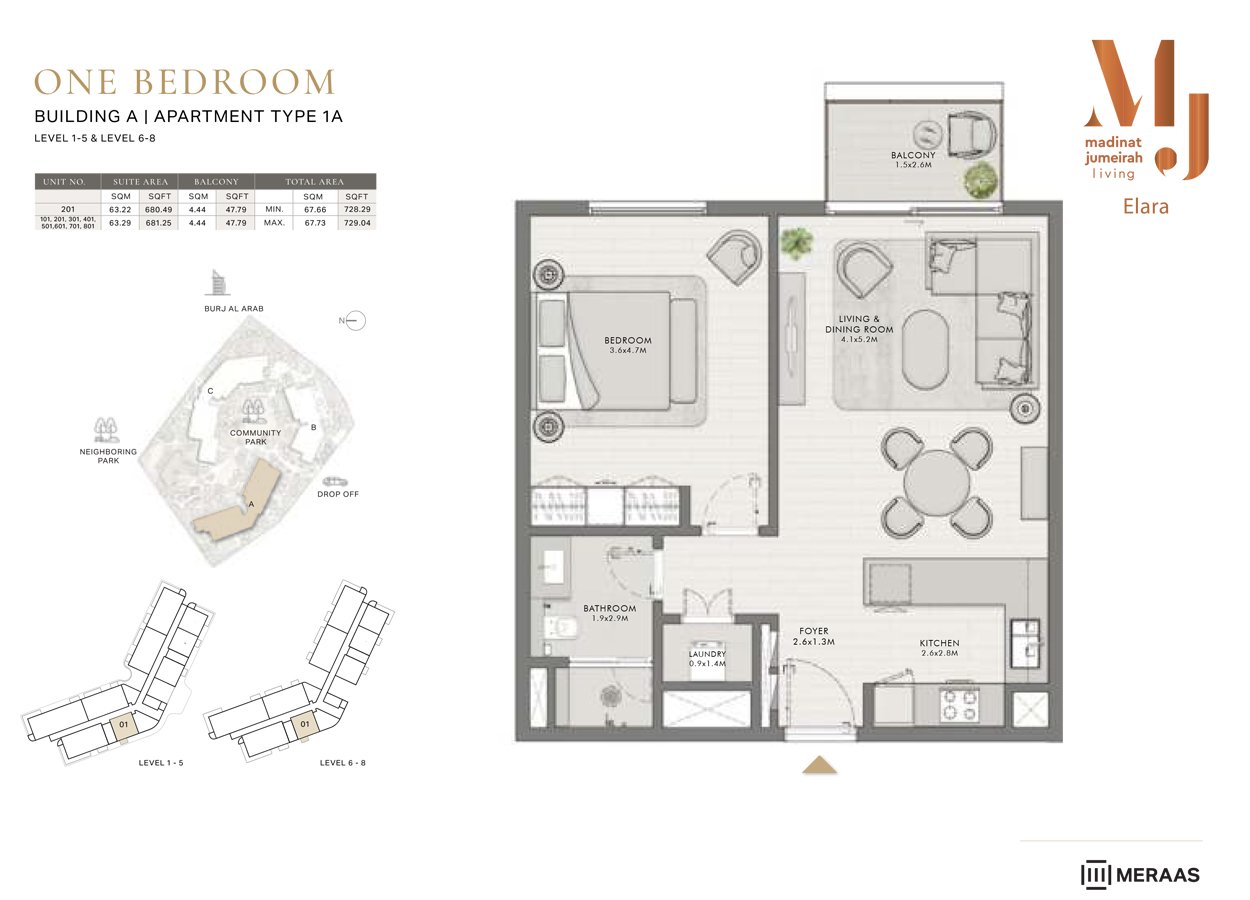 1 Bedroom floor plan