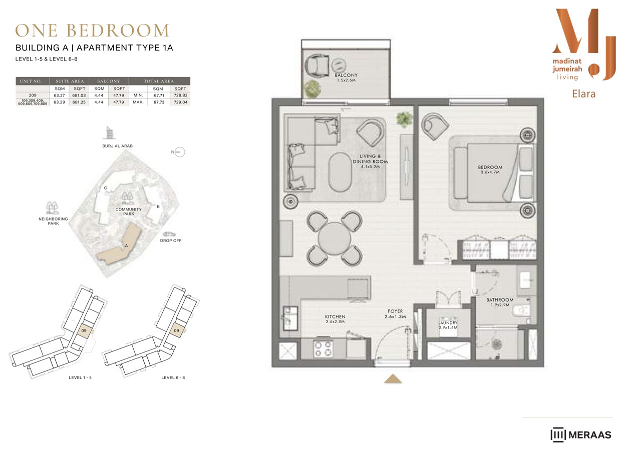 1 Bedroom floor plan
