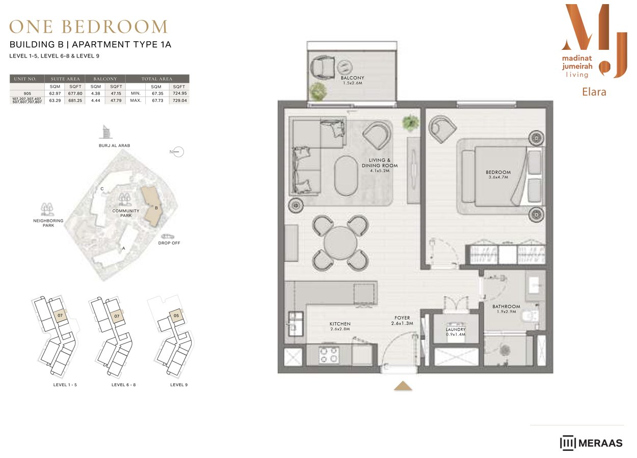 1 Bedroom floor plan