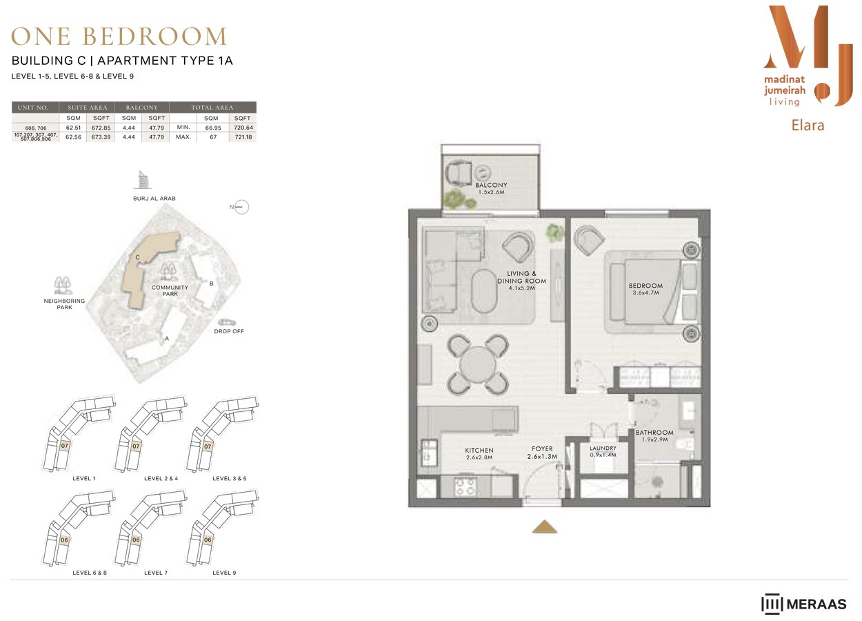 1 Bedroom floor plan