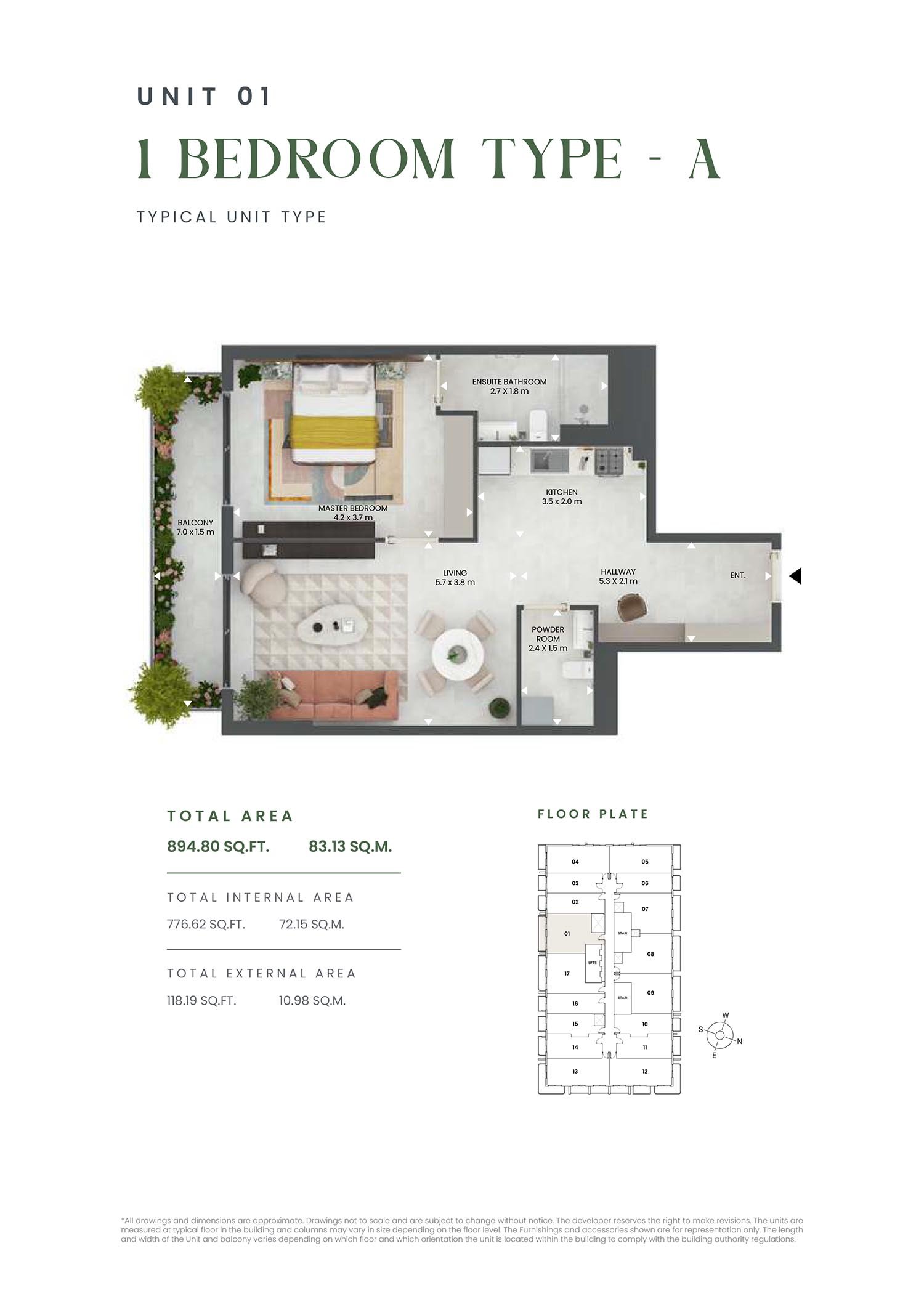 1 Bedroom floor plan
