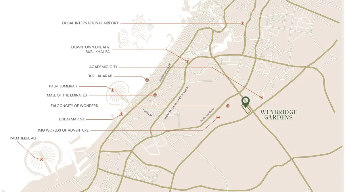 Weybridge Gardens location map