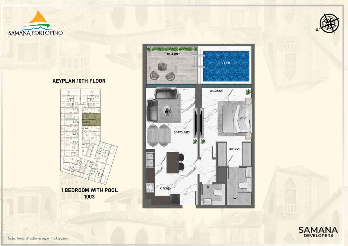 1 Bedroom floor plan