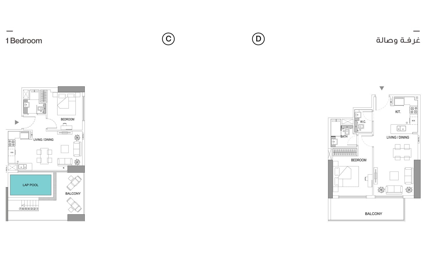 1 Bedroom floor plan