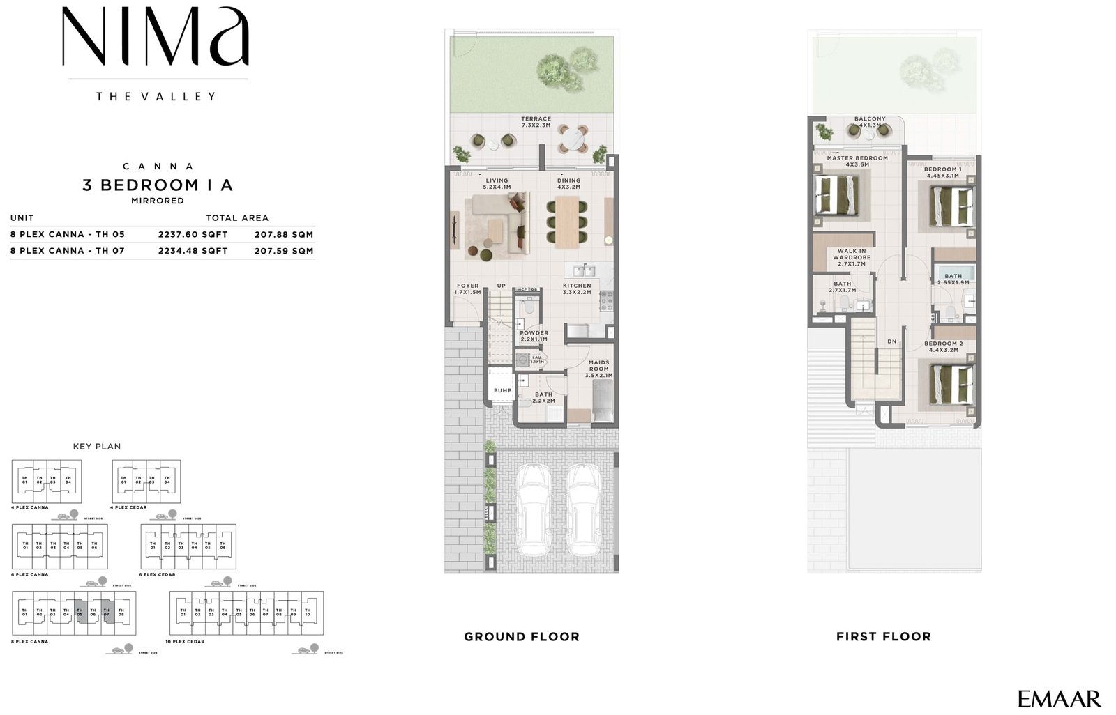 3 Bedrooms + Maid floor plan