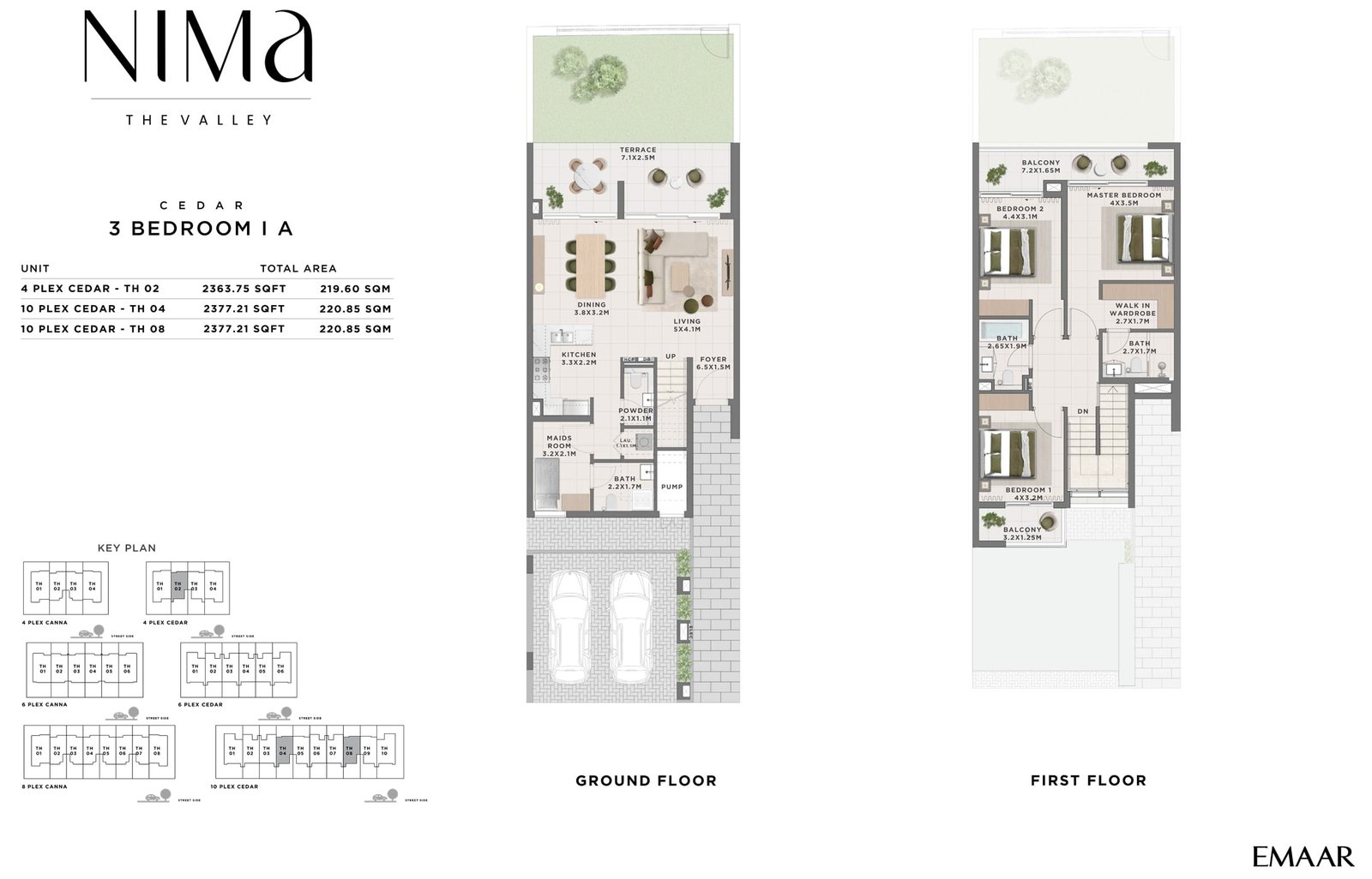 3 Bedrooms + Maid floor plan