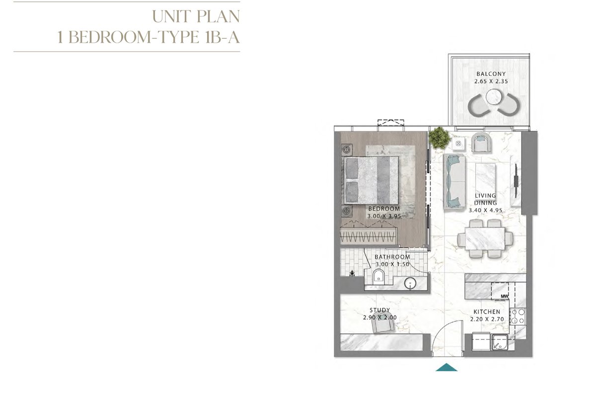 1 Bedroom floor plan