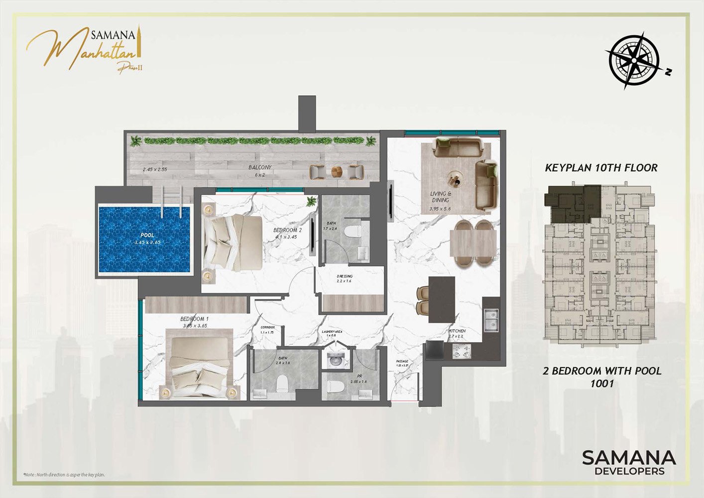 2 Bedrooms floor plan
