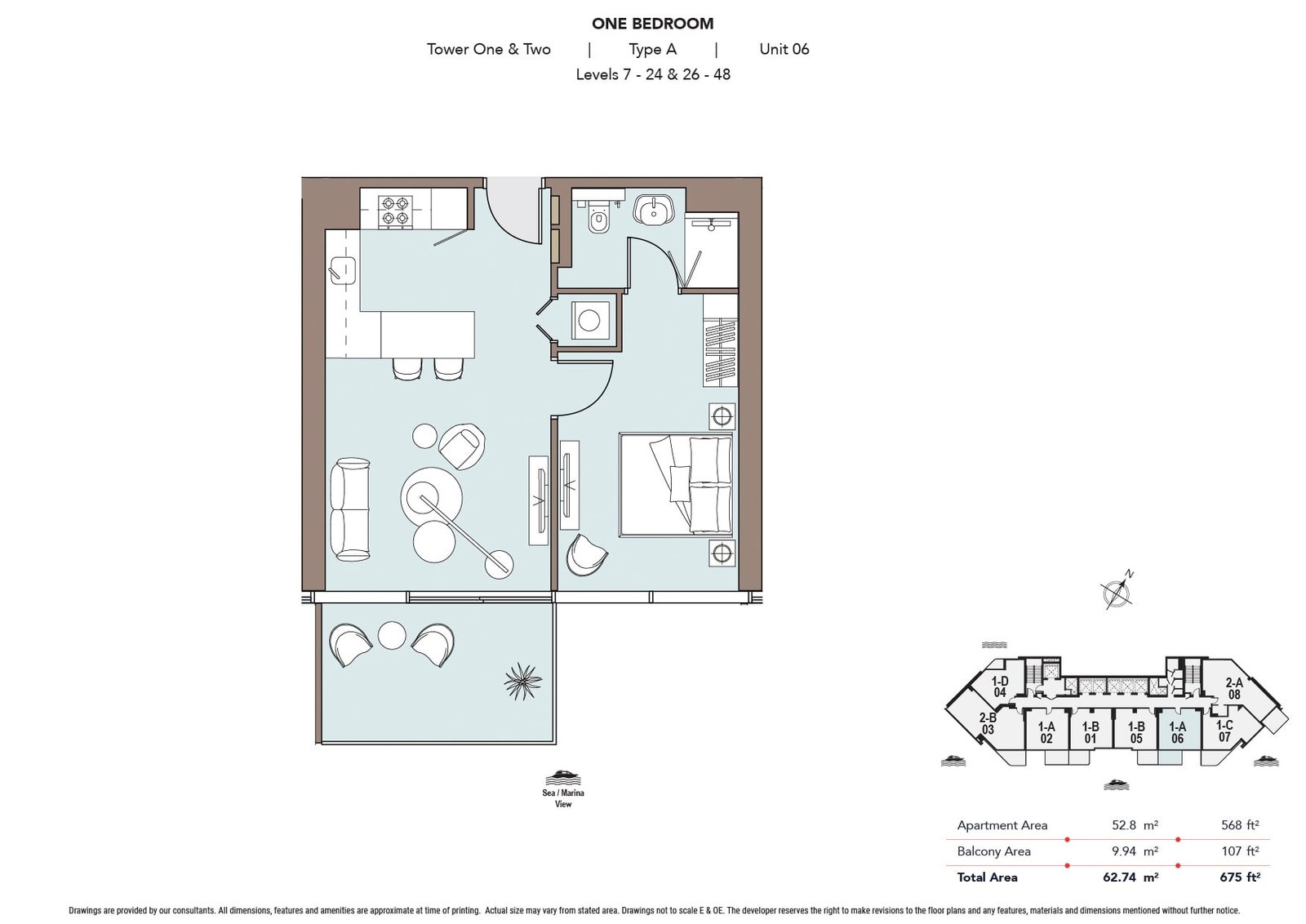 1 Bedroom floor plan