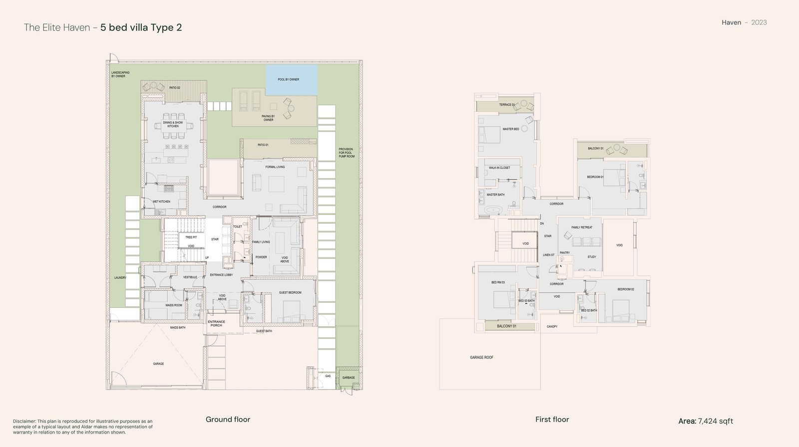 5 Bedrooms + Maid floor plan