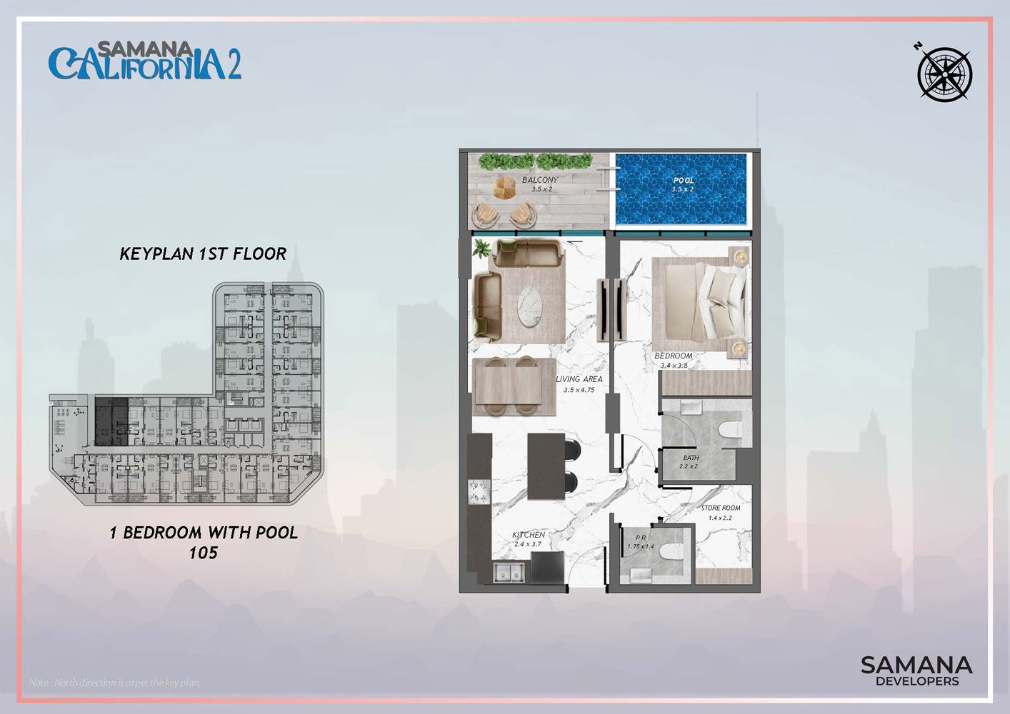 1 Bedroom floor plan