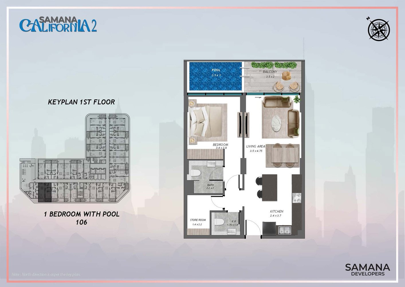 1 Bedroom floor plan