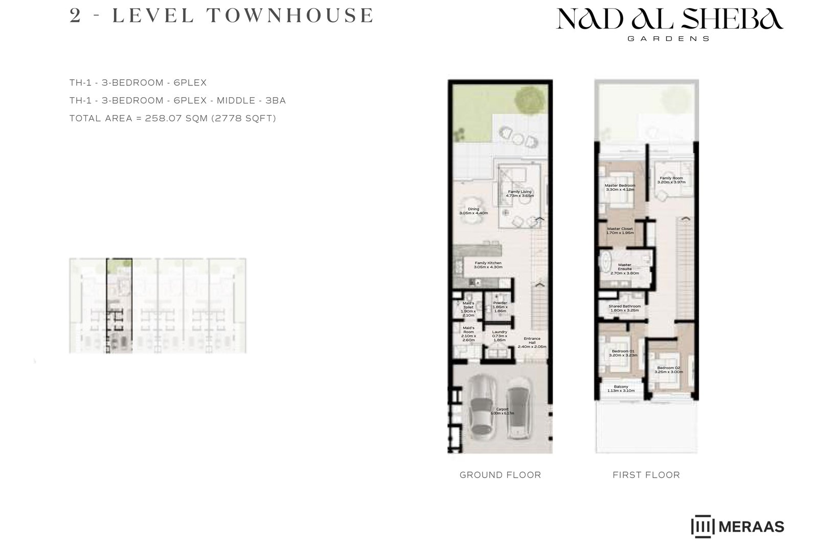 3 Bedrooms + Maid floor plan