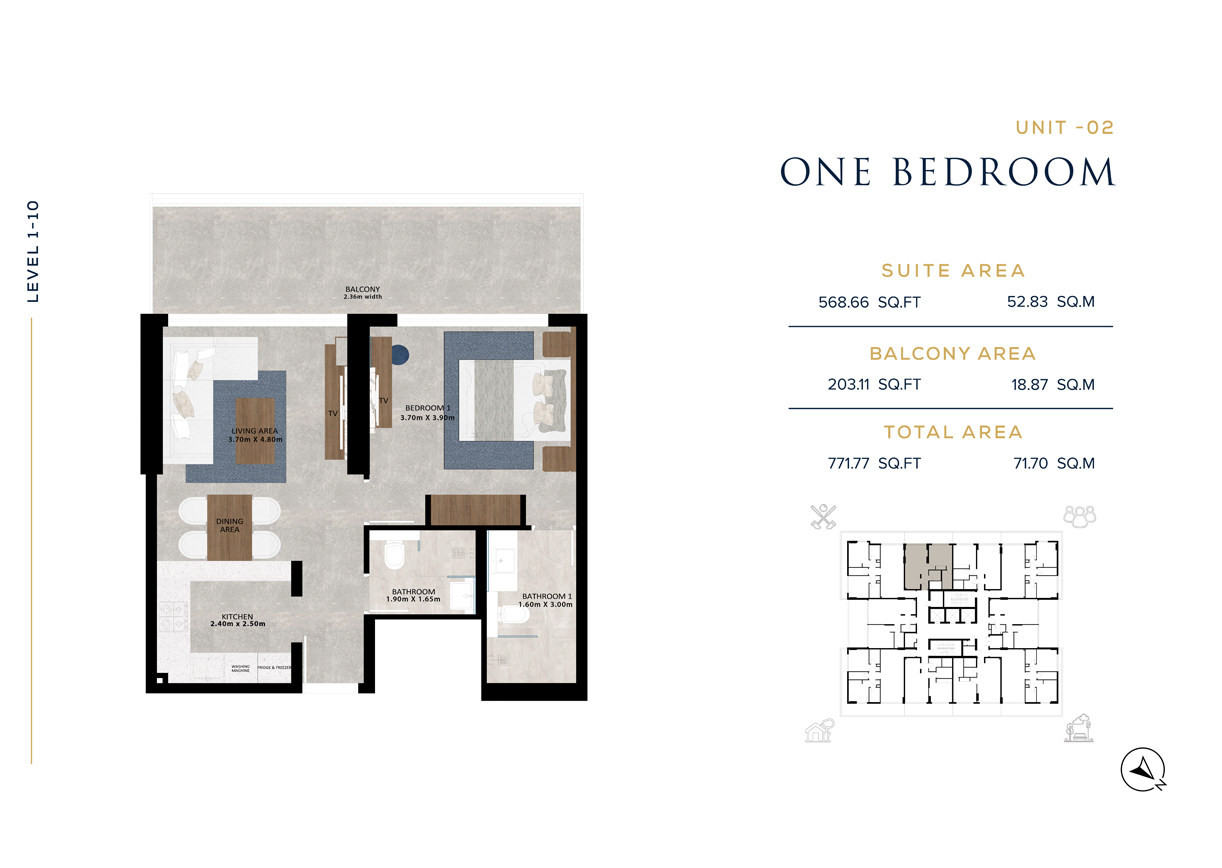 1 Bedroom floor plan