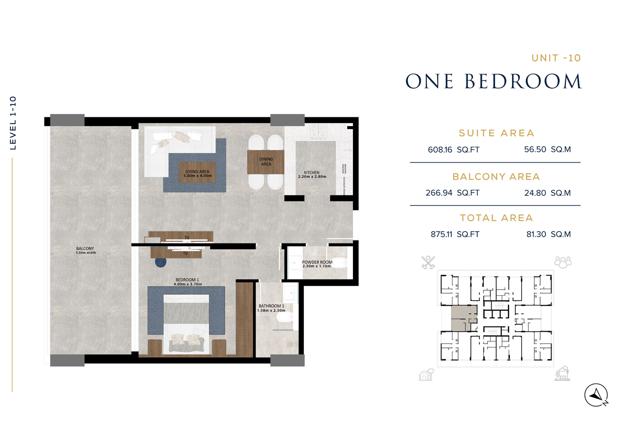1 Bedroom floor plan