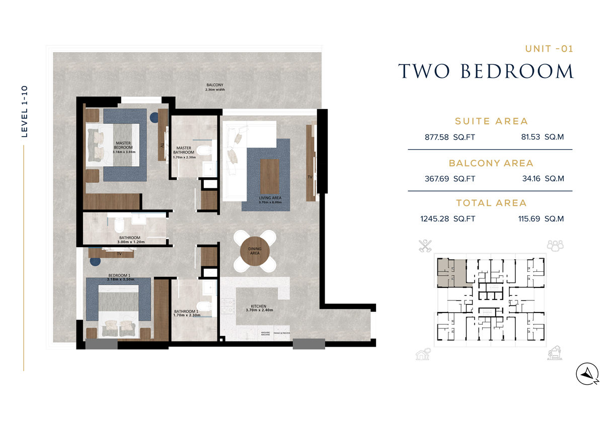 2 Bedroom floor plan