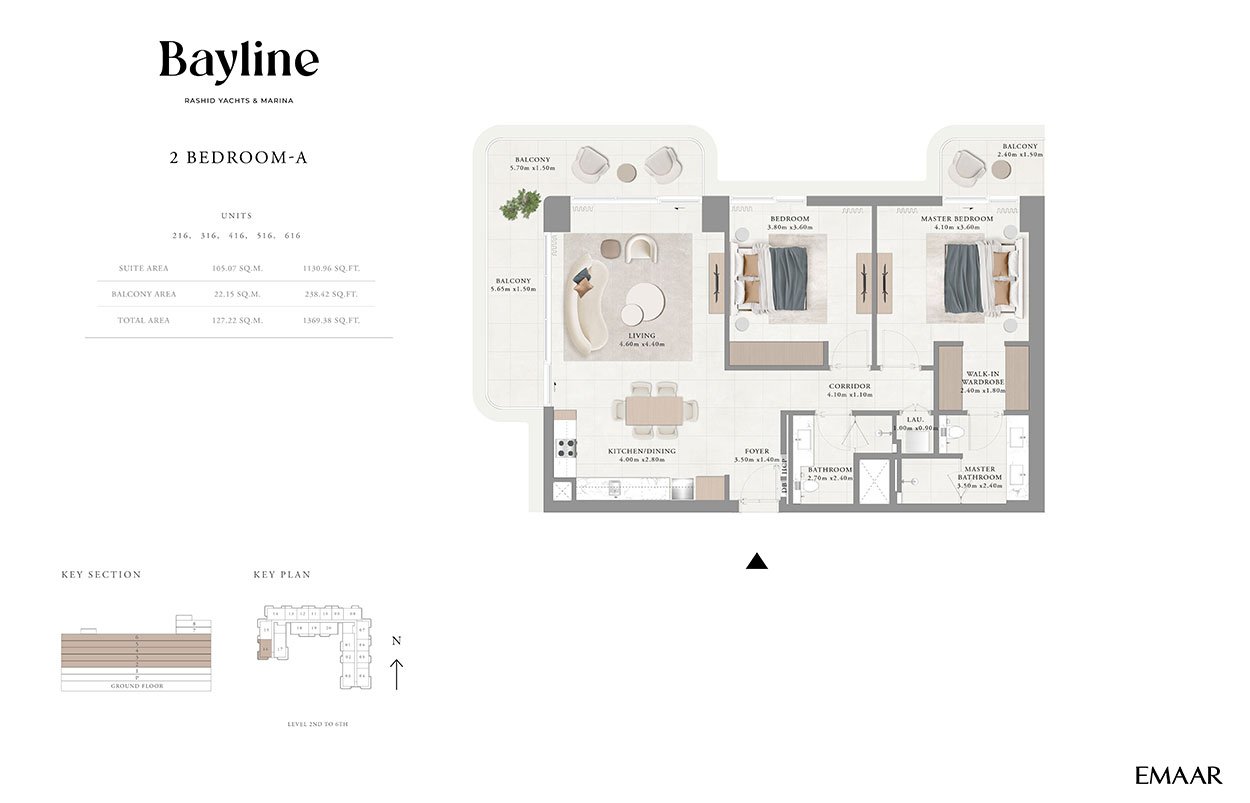 2 Bedrooms floor plan