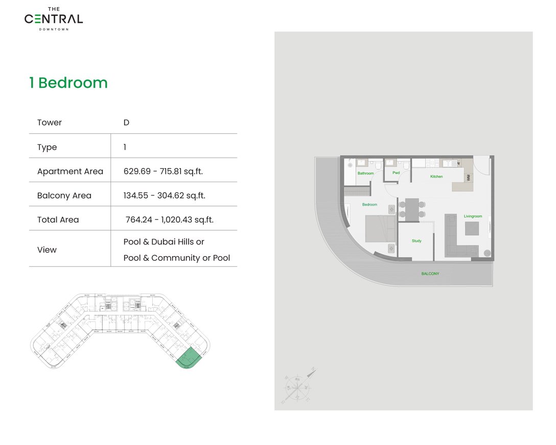 1 Bedroom floor plan
